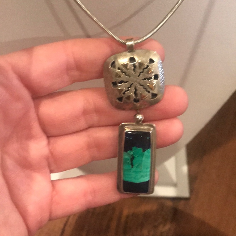 Amazing Sterling Silver and Azurite Celtic Design Necklace